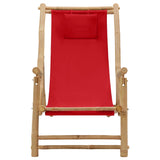 Deck Chair Bamboo and Canvas Red - Front View