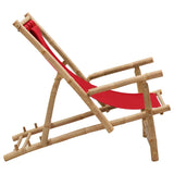 Deck Chair Bamboo and Canvas Red - Side View