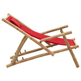 Deck Chair Bamboo and Canvas Red - Top-Down View