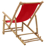 Deck Chair Bamboo and Canvas Red - 45-Degree Angle