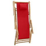 Deck Chair Bamboo and Canvas Red - Rear View