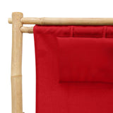 Deck Chair Bamboo and Canvas Red - Close-Up Angle