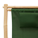 Deck Chair Bamboo and Canvas Green - Close-Up Angle