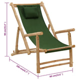 Deck Chair Bamboo and Canvas Green - Low Angle