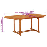 Garden Table 200x100x75 cm Solid Wood Eucalyptus - Extra Image