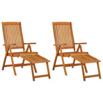 Folding Chairs with Footrests 2 pcs Solid Wood Eucalyptus