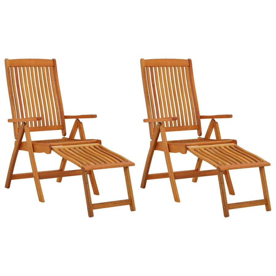Folding Chairs with Footrests 2 pcs Solid Wood Eucalyptus