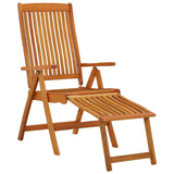 Folding Garden Chairs with Footrests 2 pcs Solid Wood Eucalyptus - Front View