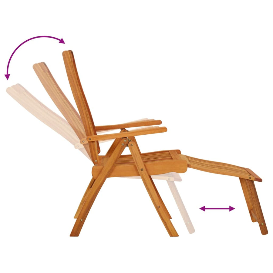 Folding Chairs with Footrests 2 pcs Solid Wood Eucalyptus