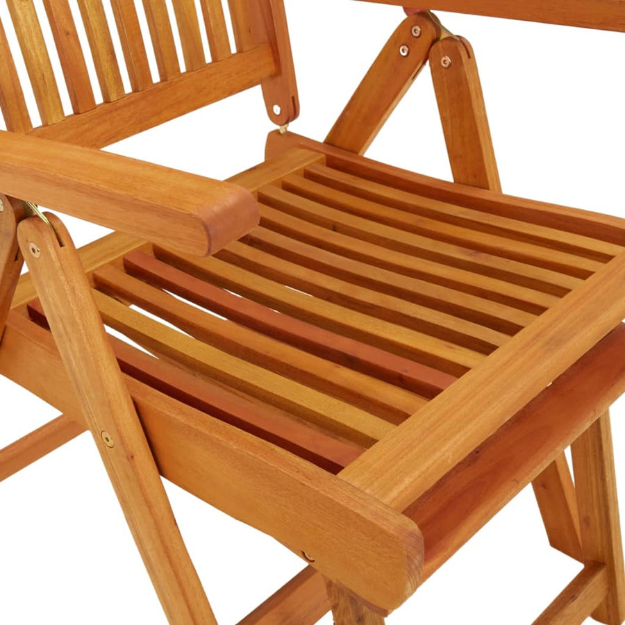 Folding Chairs with Footrests 2 pcs Solid Wood Eucalyptus