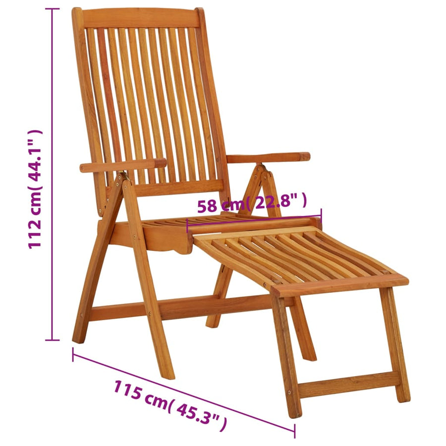 Folding Chairs with Footrests 2 pcs Solid Wood Eucalyptus
