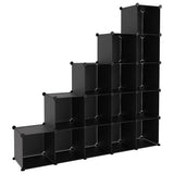 Storage Cube Organiser with 15 Cubes Black PP - Front View