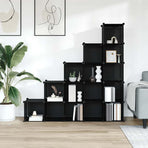 Storage Cube Organiser with 15 Cubes Black PP