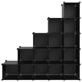 Storage Cube Organiser with 15 Cubes Black PP - Side View