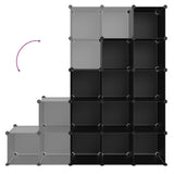 Storage Cube Organiser with 15 Cubes Black PP - Rear View