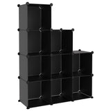 Storage Cube Organiser with 9 Cubes Black PP - Front View