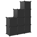 Storage Cube Organiser with 9 Cubes Black PP - 45-Degree Angle