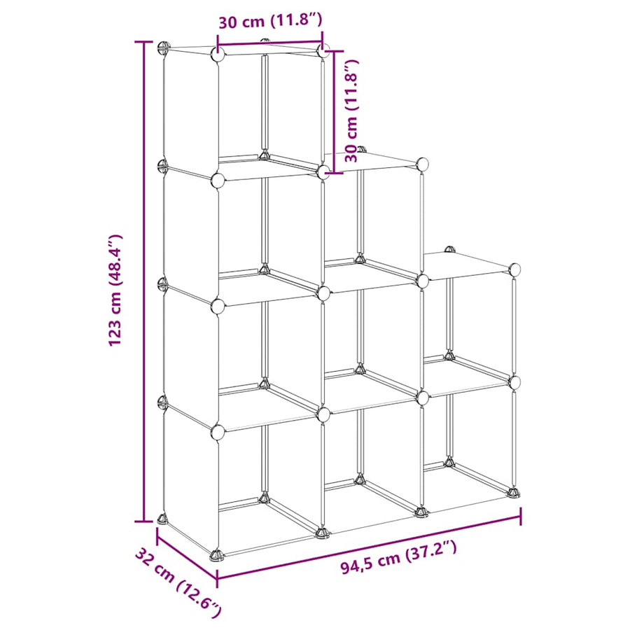Storage Cube Organiser with 9 Cubes Black PP