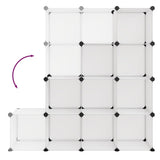 Storage Cube Organiser with 12 Cubes Transparent PP - Rear View
