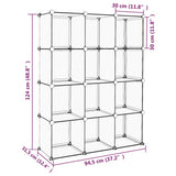 Storage Cube Organiser with 12 Cubes Transparent PP - Low Angle
