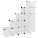 Storage Cube Organiser with 15 Cubes and Doors Transparent PP - Front View