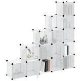 Storage Cube Organiser with 15 Cubes and Doors Transparent PP