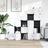 Storage Cube Organiser with 15 Cubes and Doors Black PP