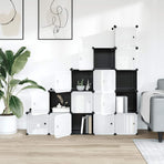 Storage Cube Organiser with 15 Cubes and Doors Black PP