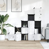 Storage Cube Organiser with 15 Cubes and Doors Black PP - Side View