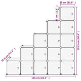 Storage Cube Organiser with 15 Cubes and Doors Black PP