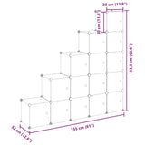 Storage Cube Organiser with 15 Cubes and Doors Black PP