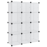 Storage Cube Organiser with 12 Cubes and Doors Transparent PP - Front View