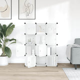 Storage Cube Organiser with 12 Cubes and Doors Transparent PP