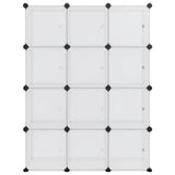 Storage Cube Organiser with 12 Cubes and Doors Transparent PP - Side View