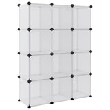 Storage Cube Organiser with 12 Cubes and Doors Transparent PP - Rear View
