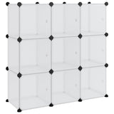 Storage Cube Organiser with 9 Cubes and Doors Transparent PP - Front View