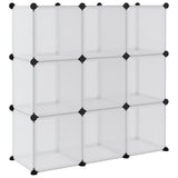 Storage Cube Organiser with 9 Cubes and Doors Transparent PP
