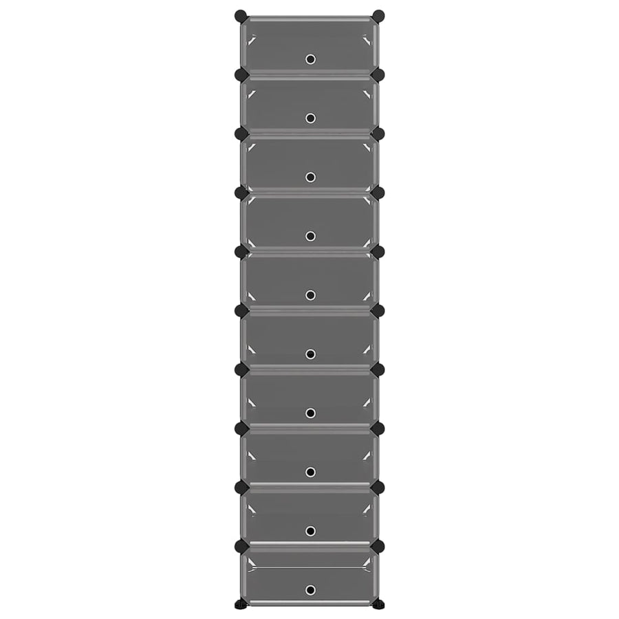 Shoe Rack Black 44x32x174 cm PP