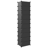 Shoe Rack Black 44x32x174 cm PP - 45-Degree Angle