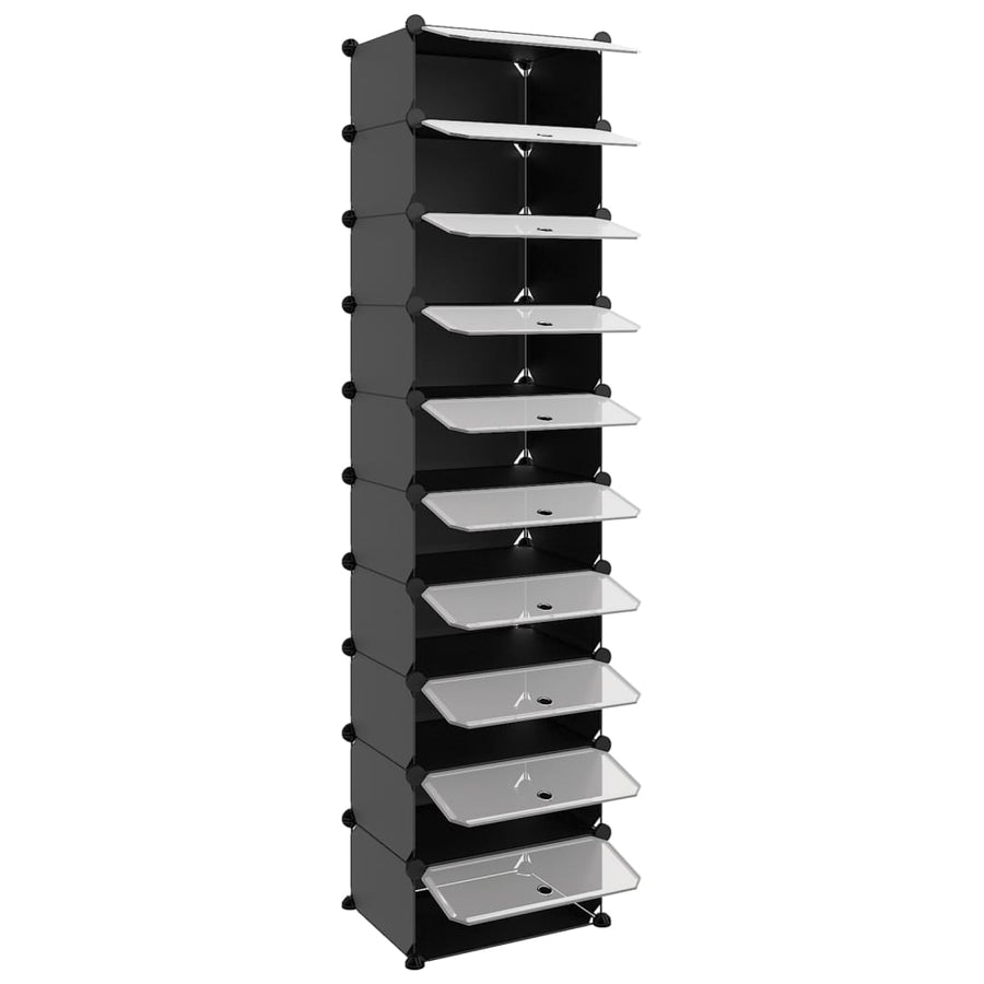 Shoe Rack Black 44x32x174 cm PP