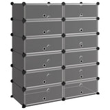 Shoe Rack Black 94.5x36.5x106 cm PP - Front View