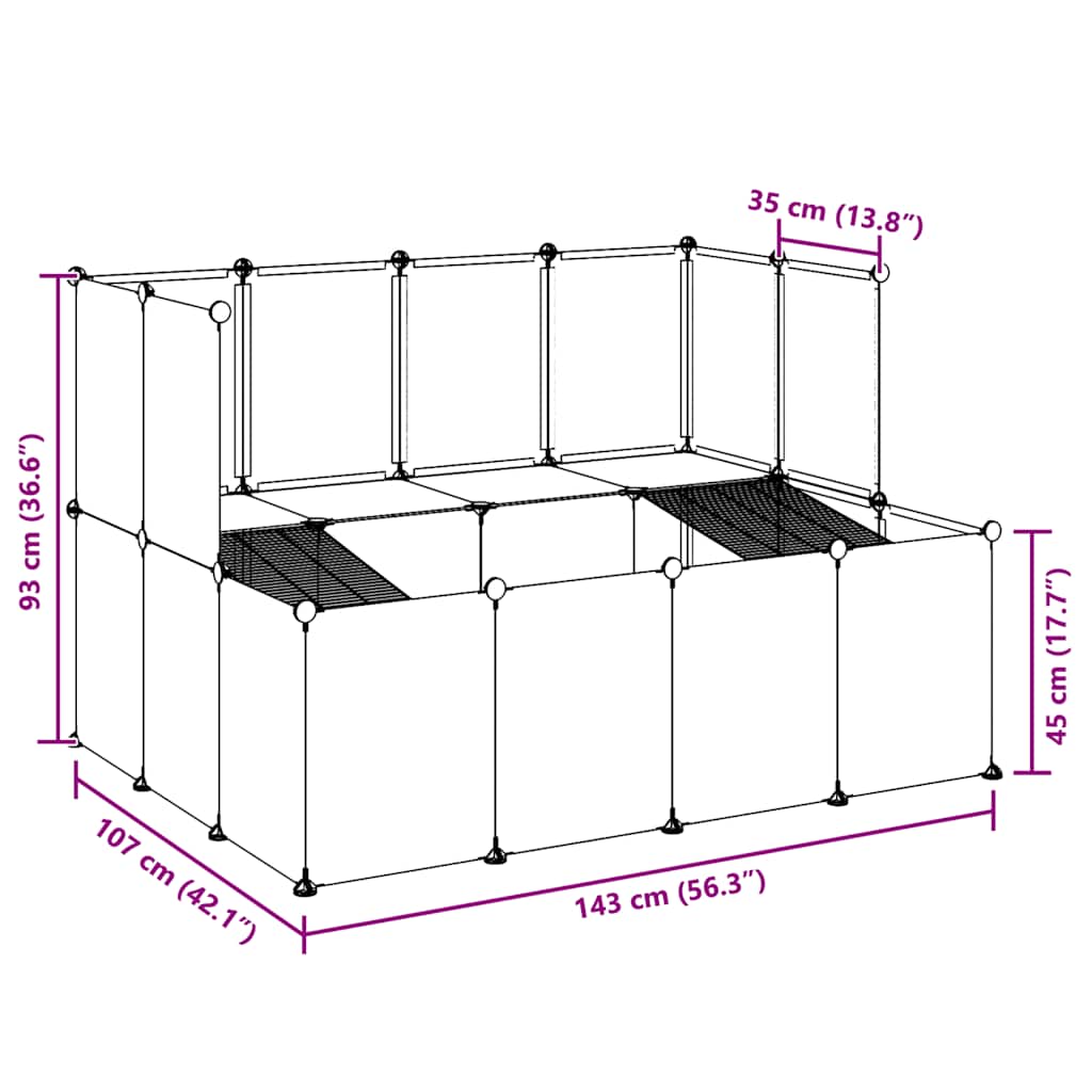 Small Animal Cage Transparent 143x107x93 cm PP and Steel
