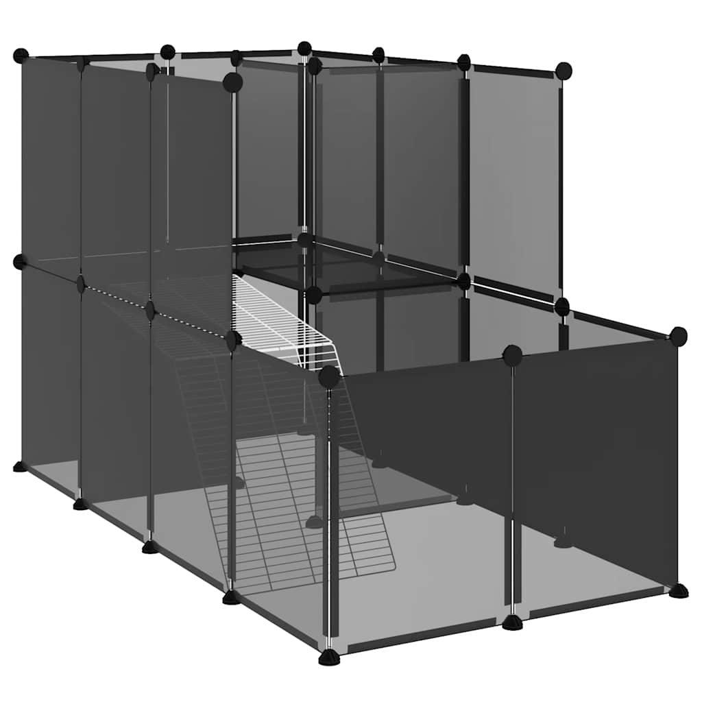 Small Animal Cage Black 142x74x93 cm PP and Steel