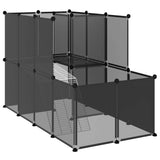 Small Animal Cage Black 142x74x93 cm PP and Steel - Front View