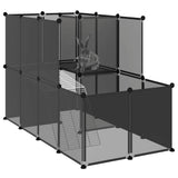 Small Animal Cage Black 142x74x93 cm PP and Steel - Rear View