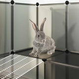 Small Animal Cage Black 142x74x93 cm PP and Steel - Low Angle