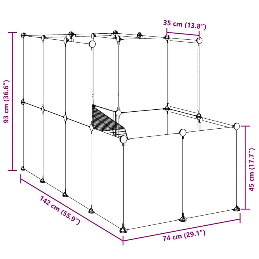 Small Animal Cage Black 142x74x93 cm PP and Steel