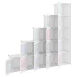 Cube Storage Cabinet for Kids with 15 Cubes White PP - Rear View