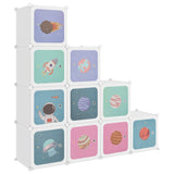 Cube Storage Cabinet for Kids with 10 Cubes White PP - Front View