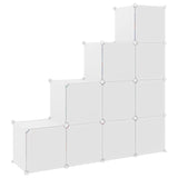 Cube Storage Cabinet for Kids with 10 Cubes White PP - 45-Degree Angle